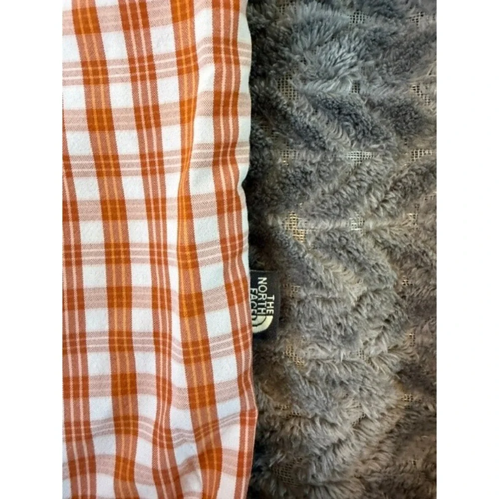 The North Face Mens XL Orange Gingham Plaid Short Sleeve Hiking Shirt 0148